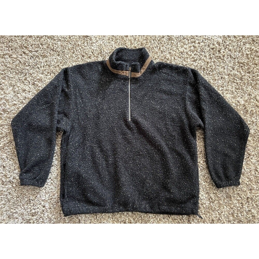 ALPS Fine Apparel Men 1/4 Zip Pullover Sweater Jacket Men's USA Black Medium